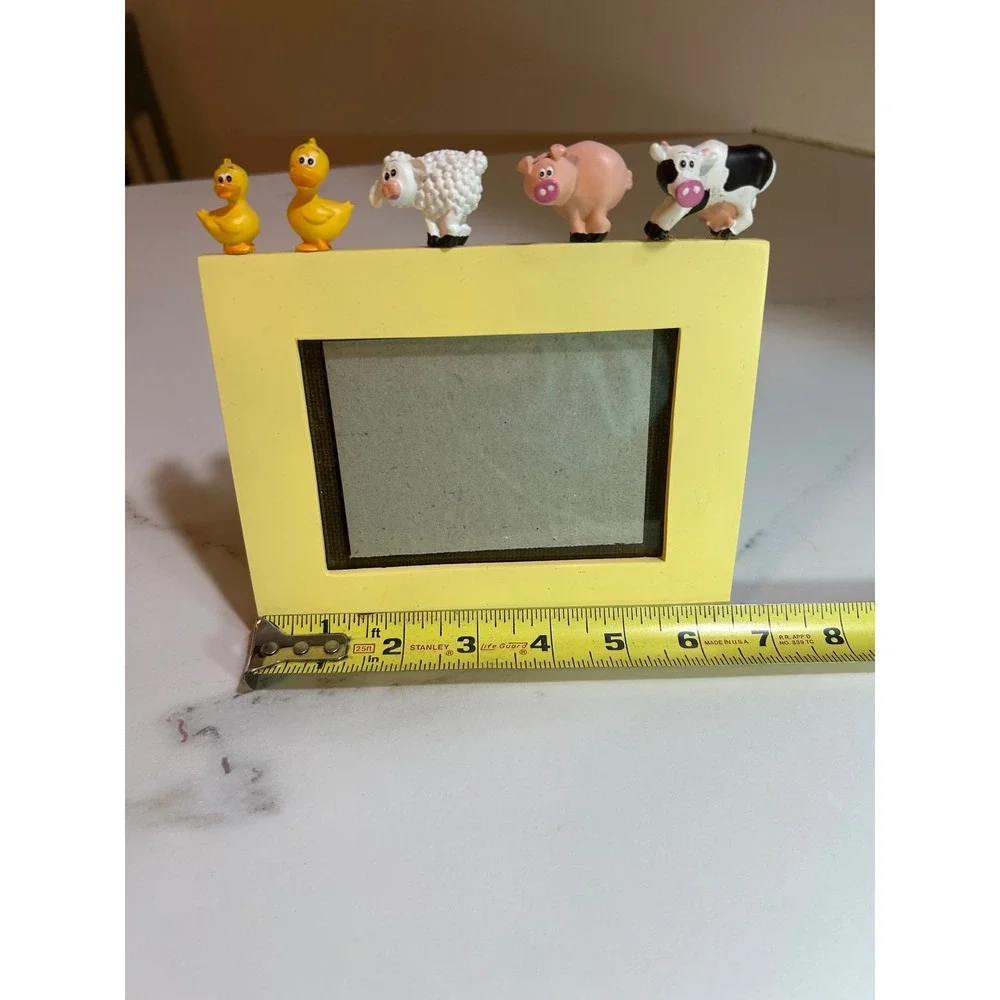 Yellow Farm Animal Picture Frame Nursery Decor Cow Pig Sheep Duck 5x7